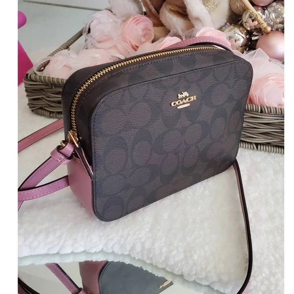 Coach Purse Signature Canvas Brown with pink Set NEW - Picture 15 of 17